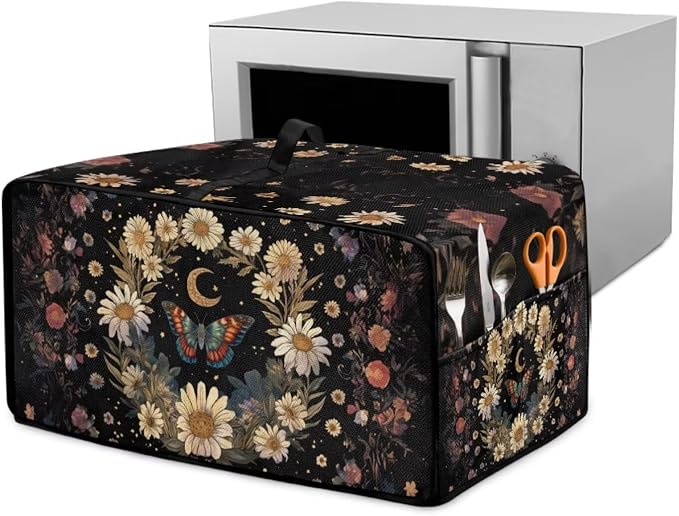 Vintage Daisy Butterfly Moon Print Toaster Oven Cover by HwzdsyxlCreativeHomeDecor