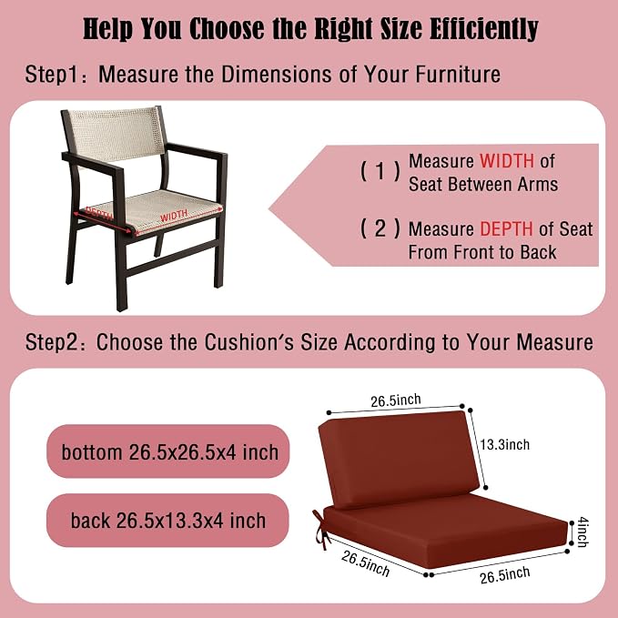 idee-home Outdoor Cushions for Patio Furniture, Outdoor Seat Cushion, - Image 5