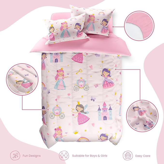 SANDJEST Princess Comforter Set Twin Size 68x86in - Image 2