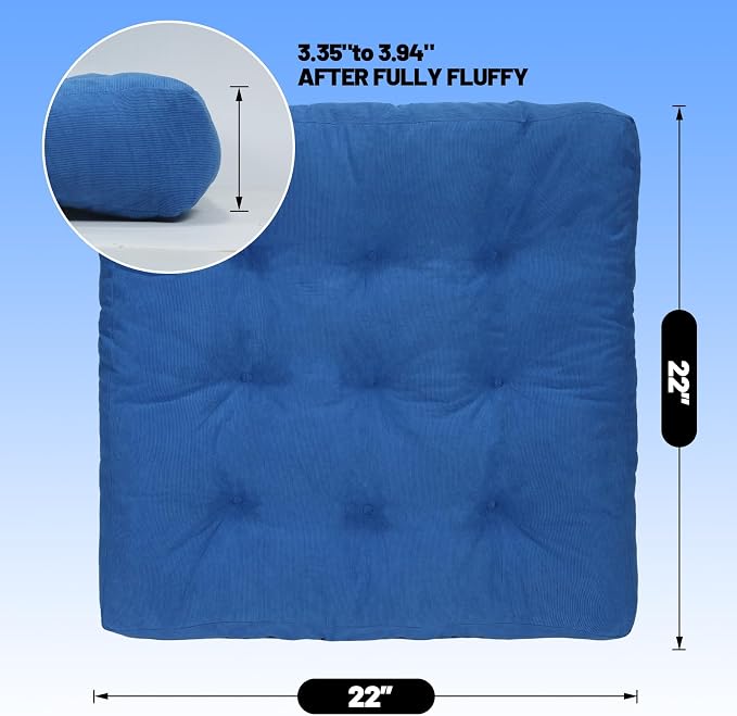 Meditation Floor Pillow Set of 2, Square Large Pillows Seating - Image 2