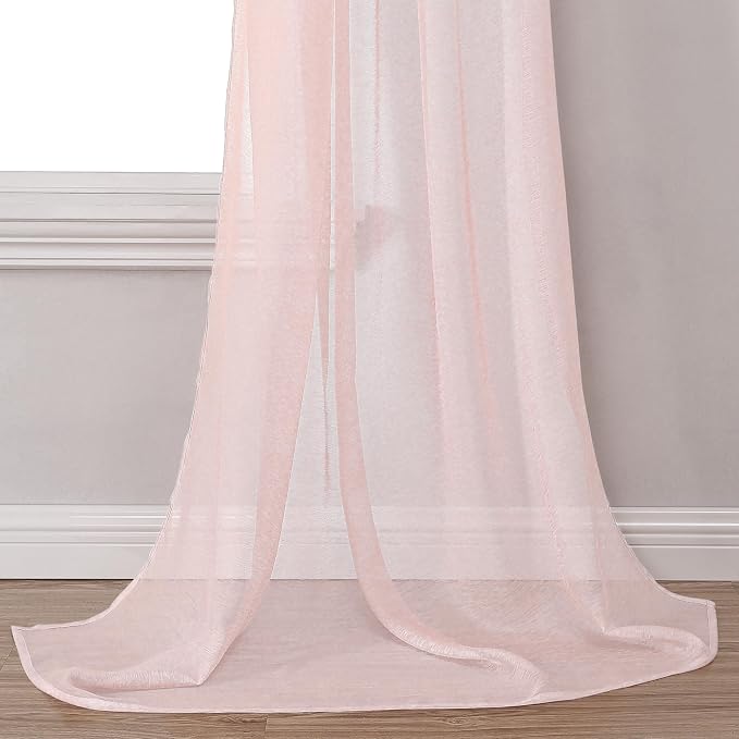 DONREN Peach Pink Sheer Window Scarf - Image 4