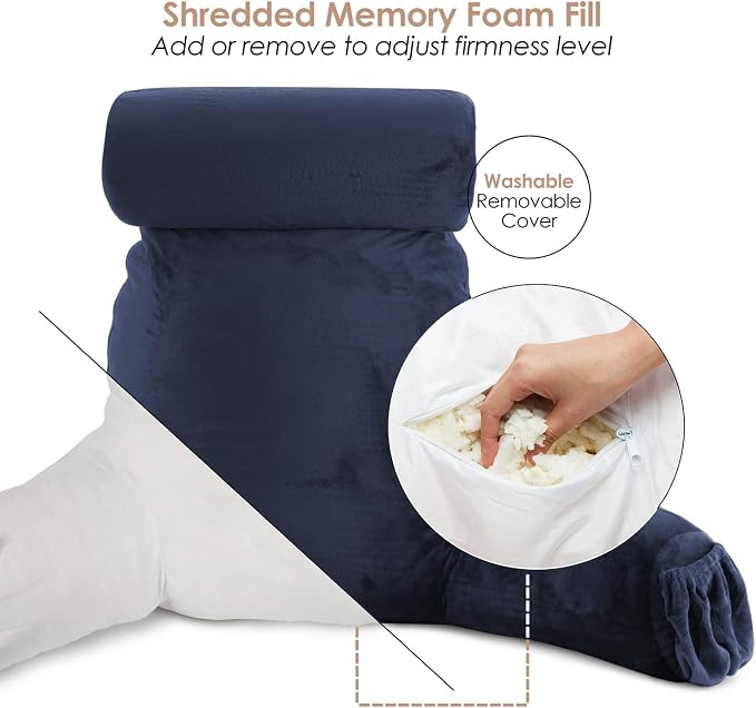 Nestl Reading Pillow with Shredded Memory Foam Includes 2 Neck and Lumber - Image 5