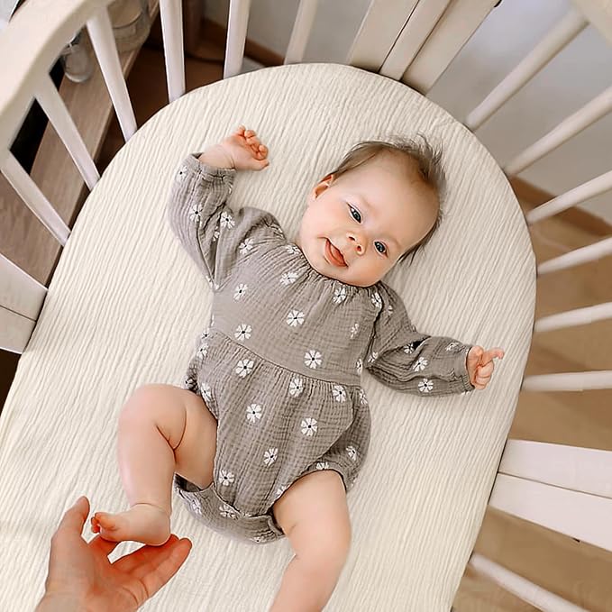 lulumoon Baby Muslin Bassinet Sheets: Cotton Bassinet Sheets Neutral - Image 3