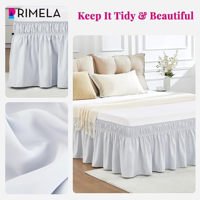 RIMELA Ice Grey Bed Skirt Queen Size 18 Inch Drop, Elastic Bed Skirting - Image 7