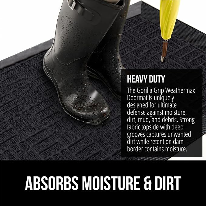 GORILLA GRIP 100% Waterproof All-Season WeatherMax Doormat, US Designed Natural - Image 4