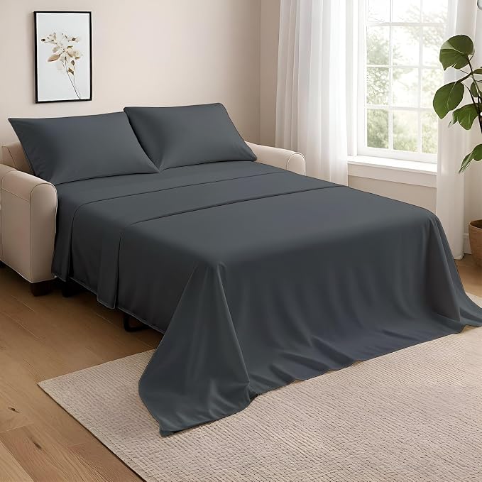 NON Sticky cotton Full Size Sleeper Sofa Sheets, 4 Piece Egyptian Cotton Bed by Non-StickyCotton