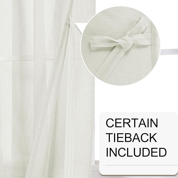 XWZO Sheer Curtains for Bedroom, Light Filtering & Breathable Extra Wide - Image 3