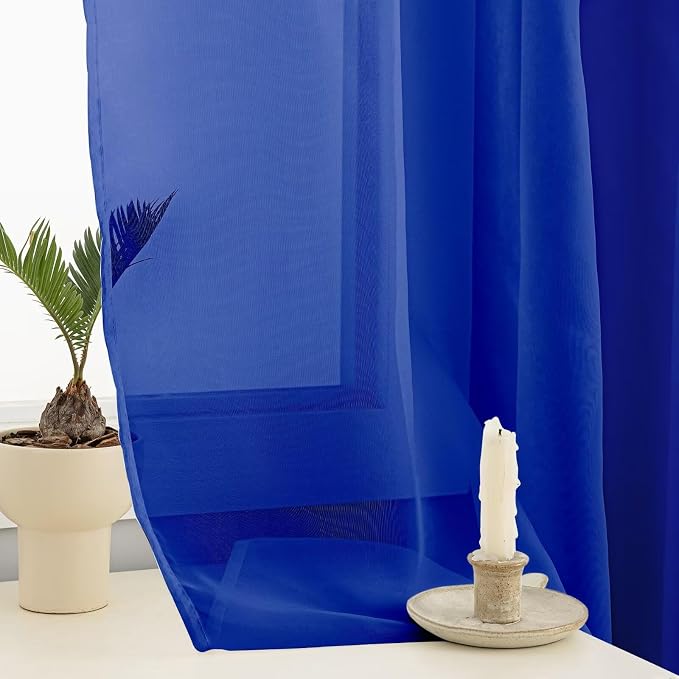Sheer Curtains 63 Inches Long 2 Panels, Rod Pocket Short Curtain - Image 5