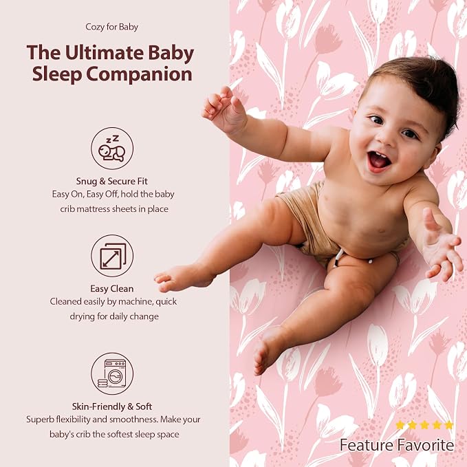 Baby Bassinet Sheets Girl Boy, Fitted Bassinet Sheet Set 3 Pack Bassinet - Image 5