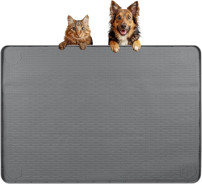 Dog Food Mat, Extra Large 34" x 22" Silicone Pet Feeding Mat by Bartuke