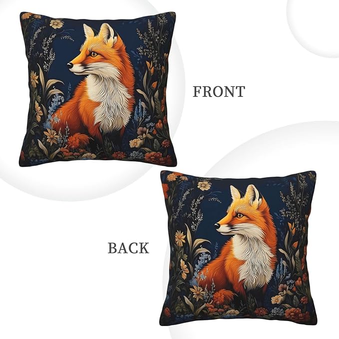 William Morris Abstract Vintage Floral Fox Design 18x18 inches Throw Pillow - Image 2