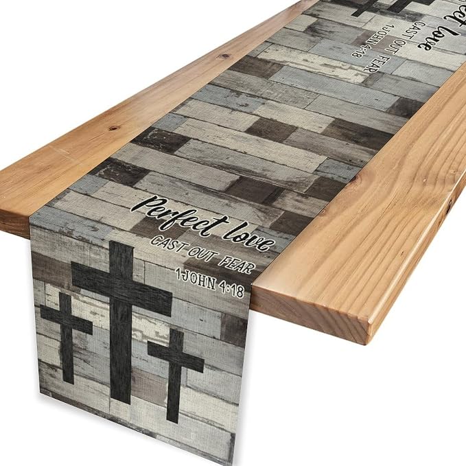 Rustic Wood Bar Table Runner, Rustic Country Retro Grey Farmhouse Village Plank - Image 4