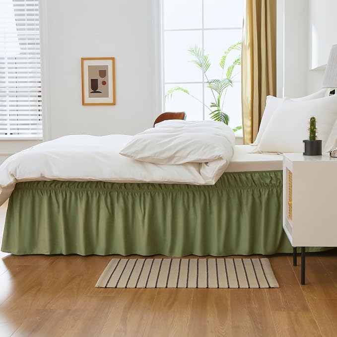 MEILA Queen Bed Skirt, Wrap Around Ruffle Bed Skit - Image 4