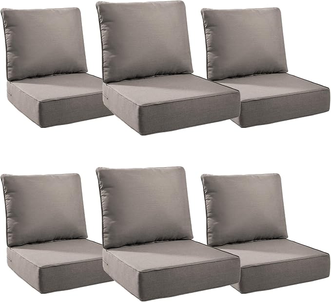 Luxury 6" Outdoor Cushions for Patio Furniture, Fade Resistant Couch Chair by Pugire