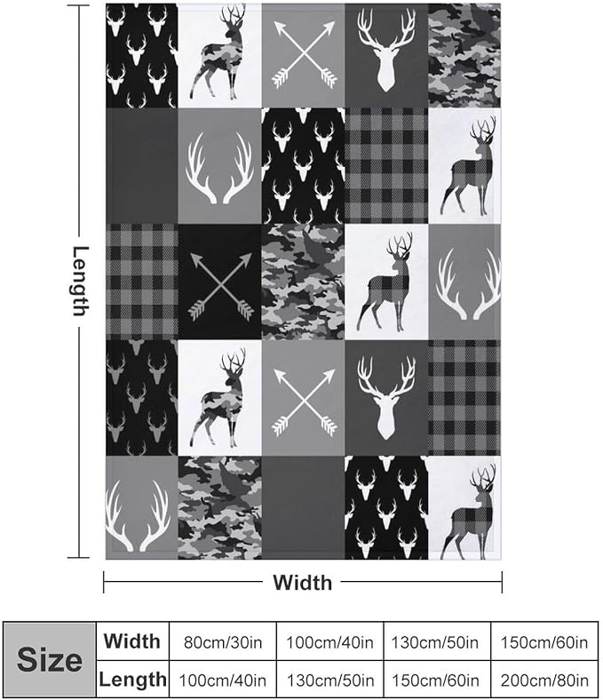 Rustic Cabin Throw Blanket, Farmhouse Grey Camouflage Deer Vintage Country - Image 2