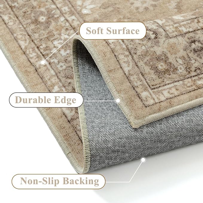 2x6 Brown Runner Rug Hallway Non Slip Kitchen Vintage Distressed Long Carpet - Image 5