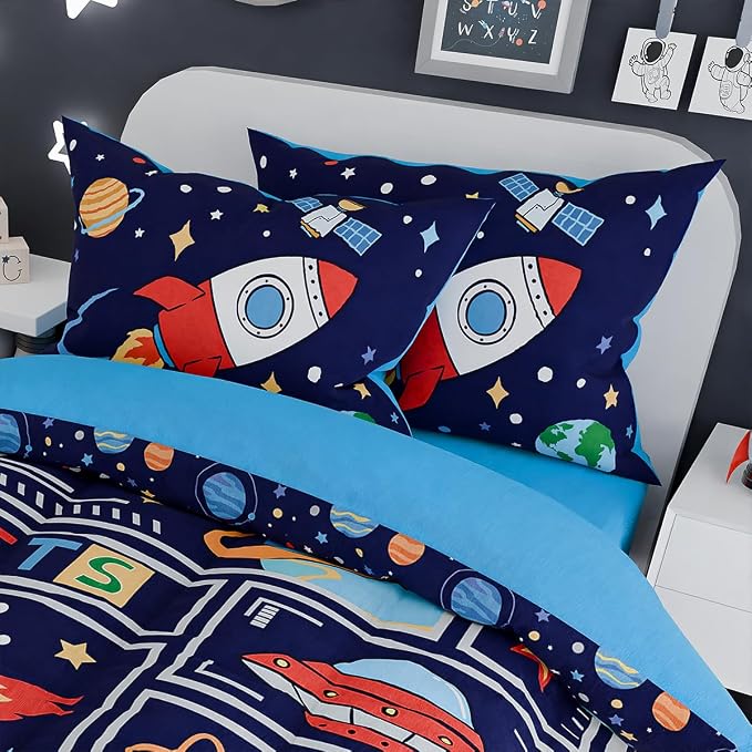 SANDJEST Space Bedding Twin for Boys, Ultra Soft Microfiber Comforter Bed Set - Image 5