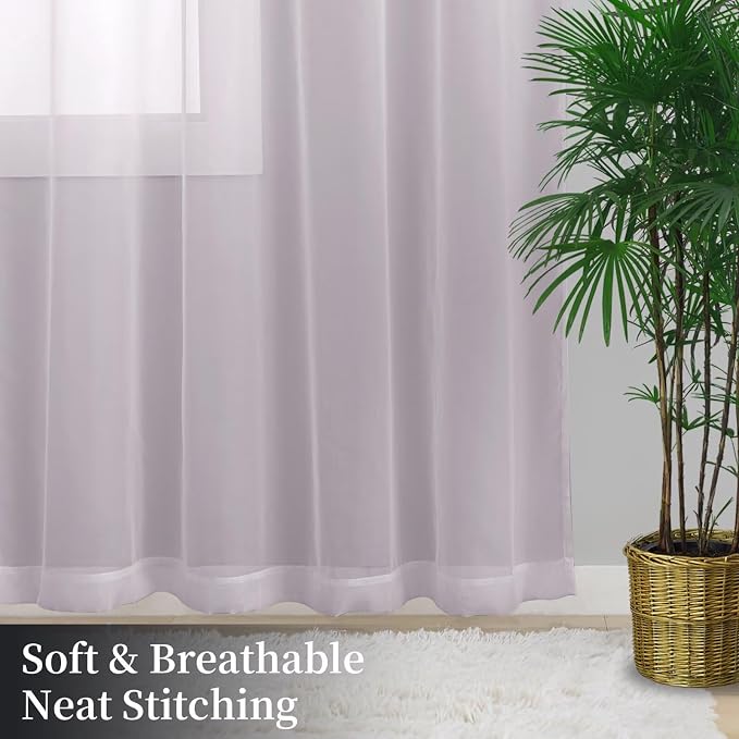 Sheer Curtains 72 Inches Long 2 Panels, Rod Pocket Short Curtain - Image 8