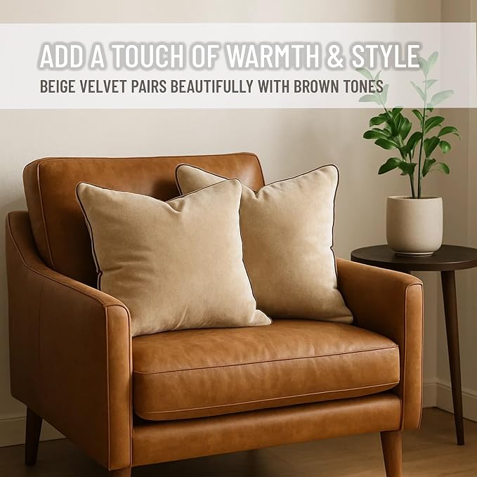 2 Pack Velvet Decorative Throw Pillow Covers, Contrast Piping, Indoor Use - Image 6