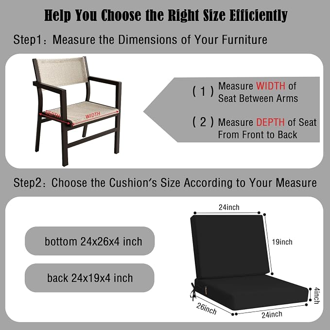 idee-home Outdoor Cushions for Patio Furniture, Outdoor Seat Cushion, - Image 6