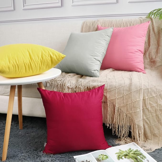 Thmyo 4-Pack 100% Cotton Comfortable Solid Decorative Throw Pillow Case Square - Image 3