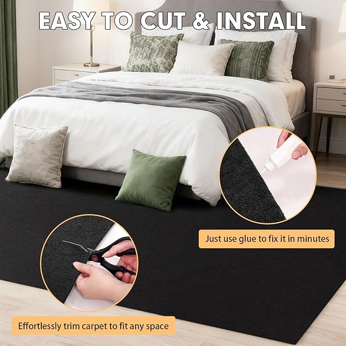 Marine Carpet, 5 FT x 20 FT Black Indoor/Outdoor Carpet, 0.2" Thick, Waterproof - Image 6
