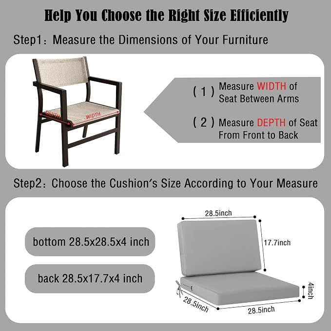 idee-home Outdoor Cushions for Patio Furniture, Outdoor Seat Cushion, - Image 5