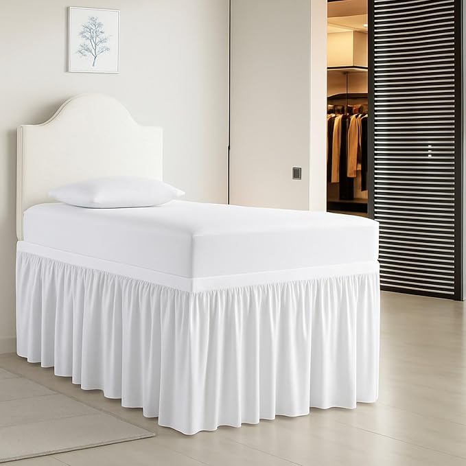 Cottington Lane Extra Long Ruffled College Dorm Bed Skirt 42 Inch Drop by CottingtonLane
