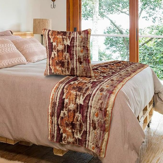The HomeCentric King Queen Twin Pink & Orange Designer Full 68"x18" Bed Runner - Image 5