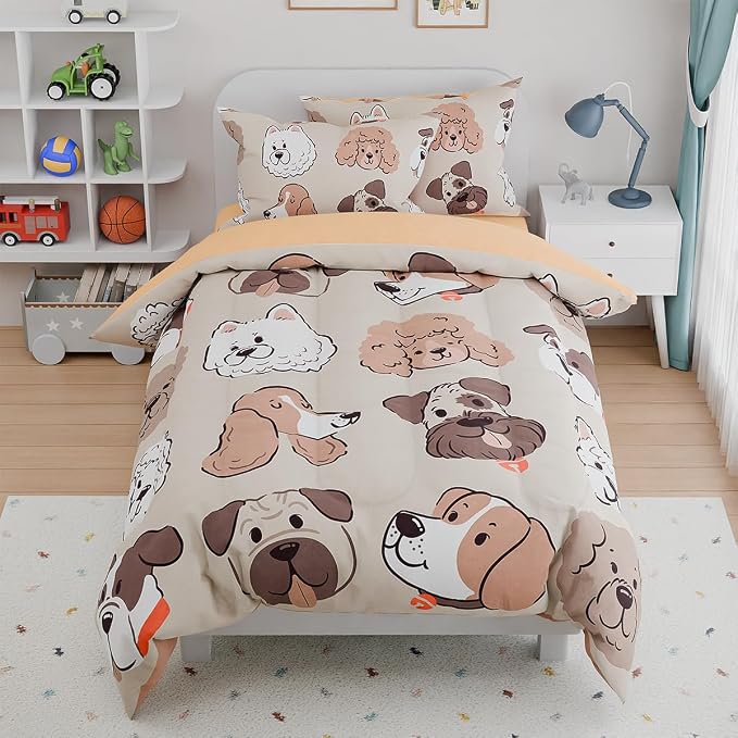 Dog Kids Bedding Set for Girls Boys, Ultra Soft Microfiber Comforter Set Twin by SANDJEST