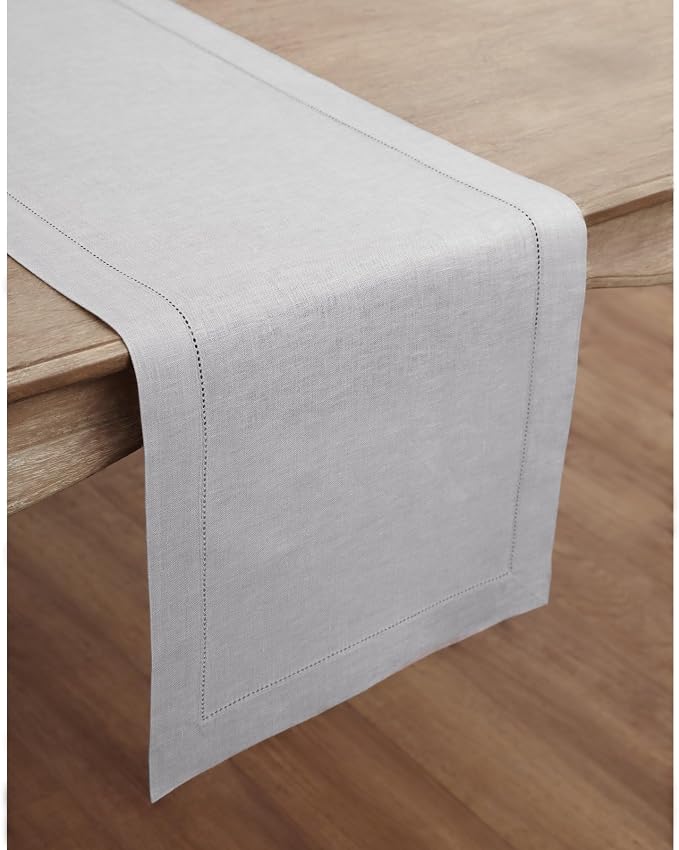 Solino Home Linen Soft Grey Table Runner 144 Inches Long - Image 2