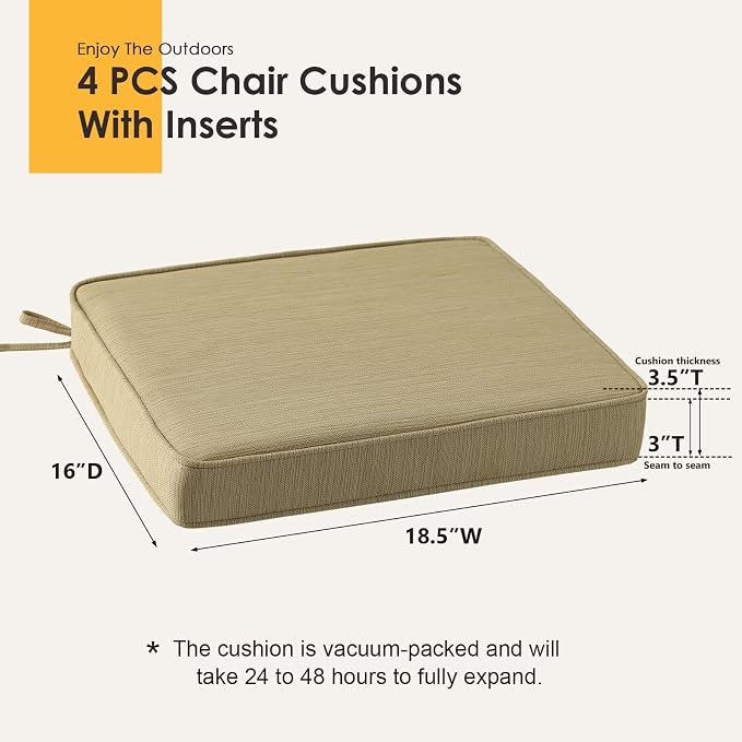 Outdoor Square Corner Seat Cushion, 18.5"x16"x3", Non Slip Seat Cushion Pads - Image 5