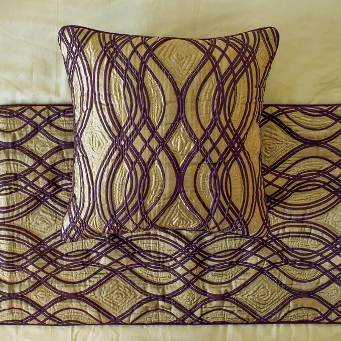 The HomeCentric King/Queen/Twin Plum Designer Twin 53"x18" Bed Runner - Image 4