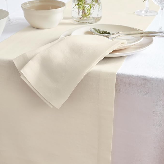 Solino Home 100% Pure Linen Ivory Table Runner 72 Inches - Image 9