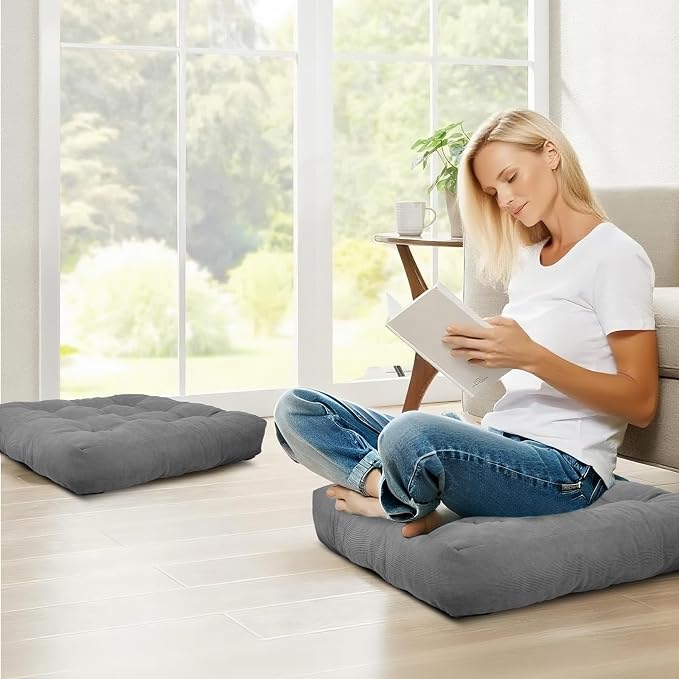 Meditation Floor Pillow Set of 2, Square Large Pillows Seating - Image 3