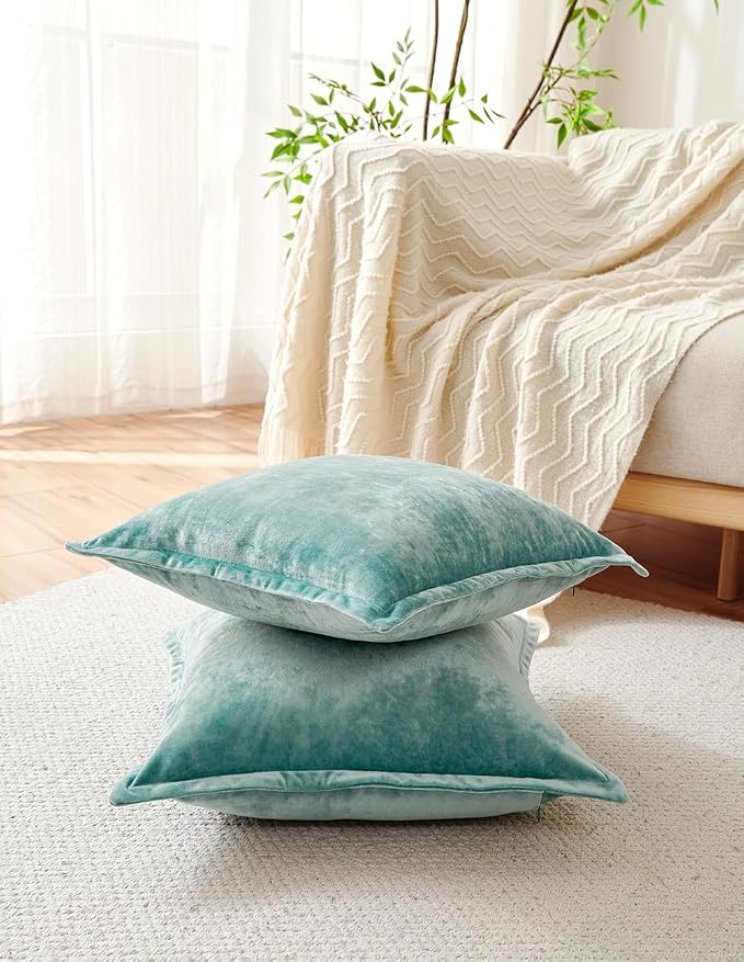 Luxurious Velvet Throw Pillow Covers 20x20 Set of 2 Decorative Pillow Covers - Image 2