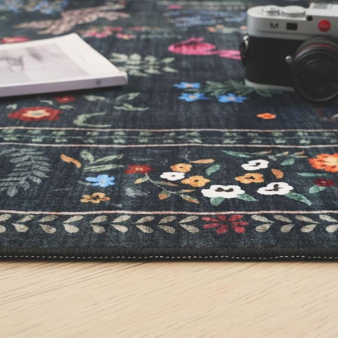 Rugcomf Door Mat Indoor Entrance 2x3 Rug Machine Washable Boho Floral Animal - Image 8