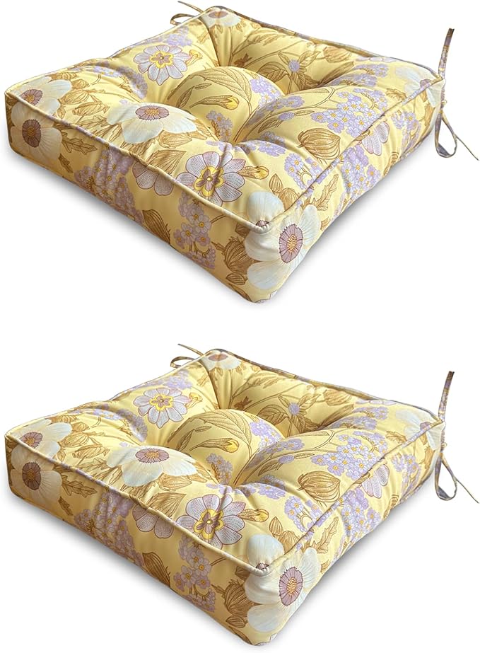 ARTPLAN Outdoor Seat Cushion, Square Thick Tufted Pure Chair Cushion by ARTPLAN