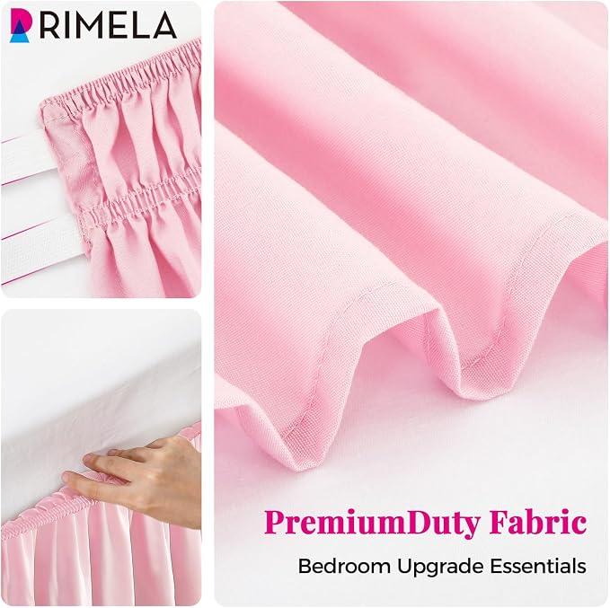 RIMELA Dusty Pink Bed Skirt King Size 15 Inch Drop, Wrap Around Elastic Bedskirt - Image 8