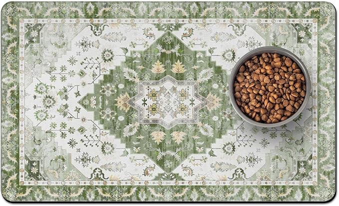 Pet Food Mats for Floor, Absorbent Dog Mat for Food and Water Dispenser Mat by Unknown