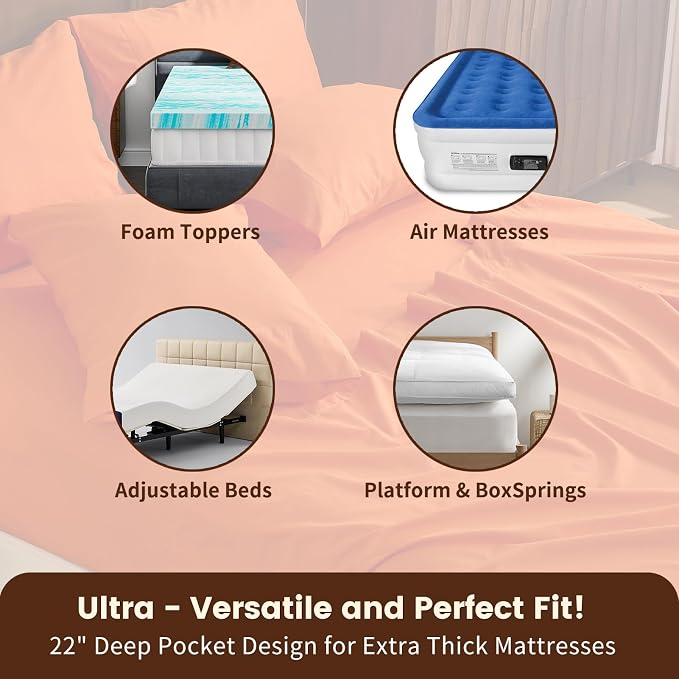 100% Linen Sheet Set King Size Extra Deep Pocket Fits 18-24 Inch Mattress - Image 3