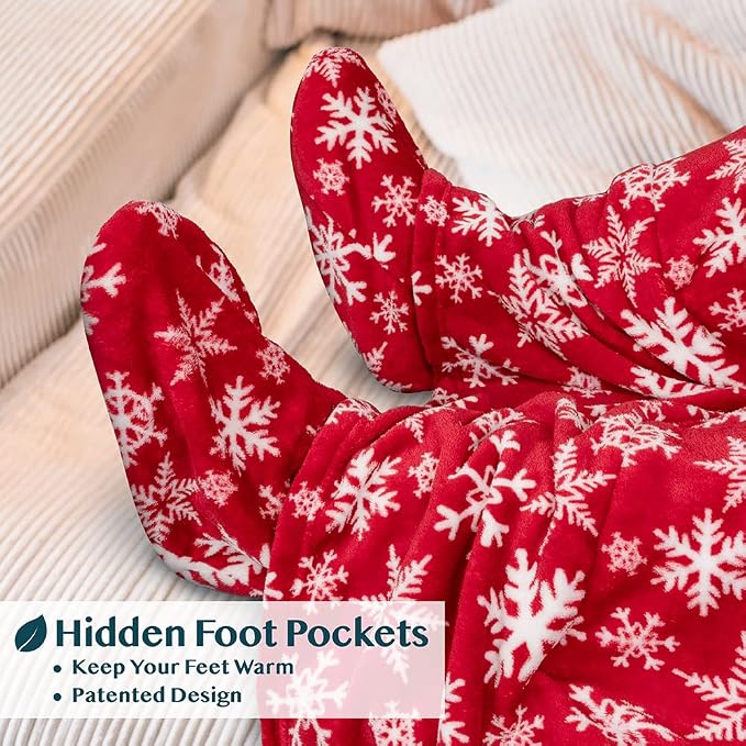 PAVILIA Fleece Blanket with Sleeves, Foot Pockets - Image 2