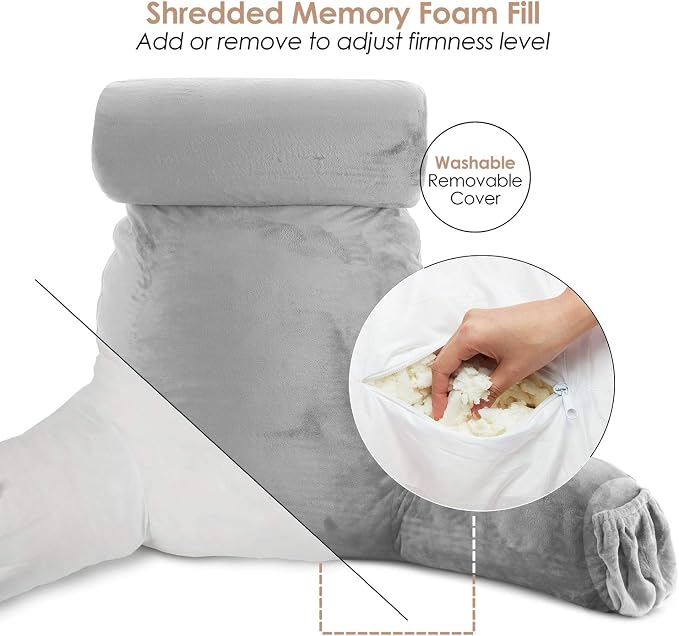 Nestl Reading Pillow with Shredded Memory Foam Includes 2 Neck and Lumber - Image 7