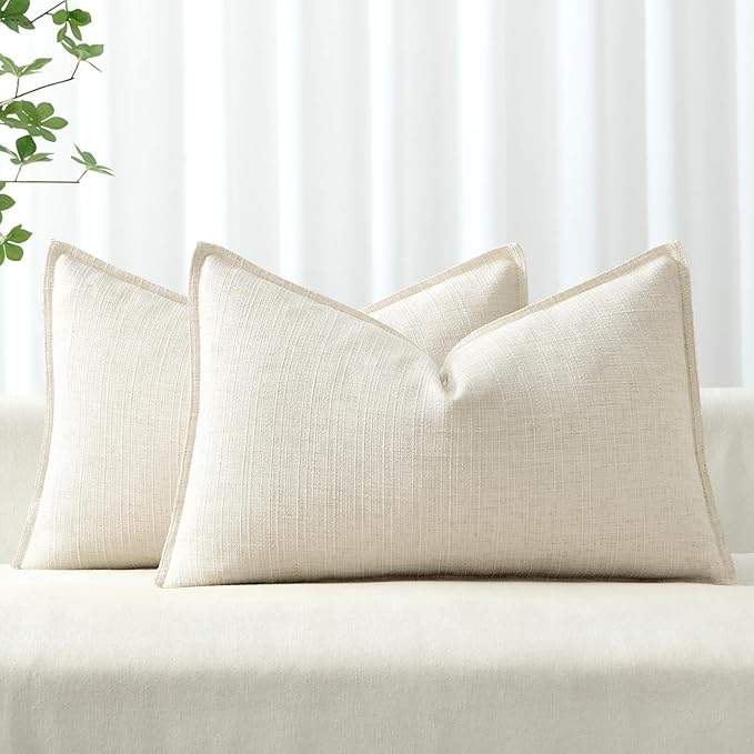 MIULEE Decorative Lumbar Throw Pillow Cover 12x20, 2 Pack Boho Farmhouse by MIULEE
