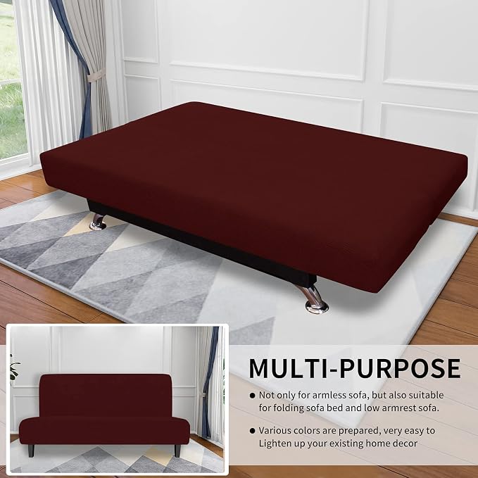 Easy-Going Stretch Futon Slipcover Armless Futon Bed Cover Furniture Protector - Image 4