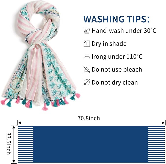 Scarf for Women Lightweight Soft Floral Leopard Printed Scarves Fall Winter - Image 3