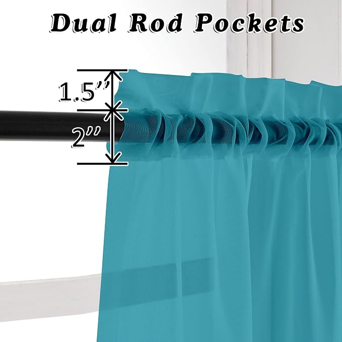 OVZME 2 Panels Sheer Window Curtain Panels 96" Length - Image 2