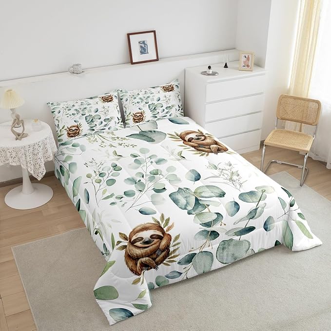 Erosebridal Girls Kawaii Animal Bedding Toddler Size Cute Sloth Comforter Set - Image 4