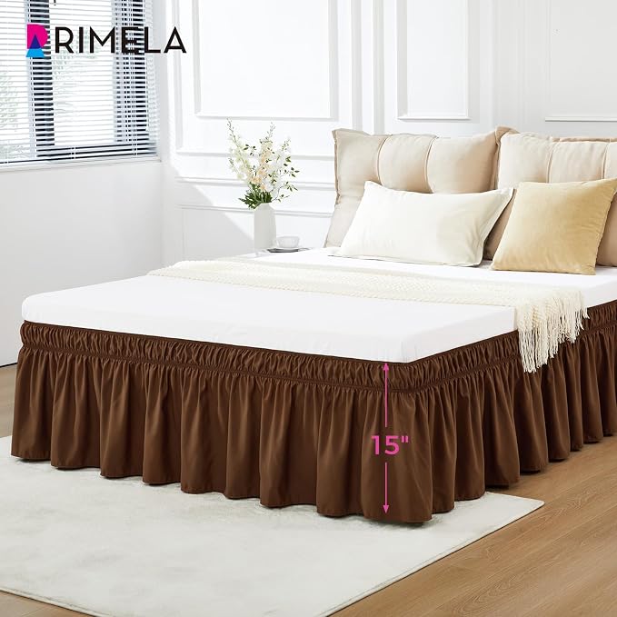 RIMELA Bed Skirt King Size 15 Inch Drop, Elastic Bed Skirting - Image 3
