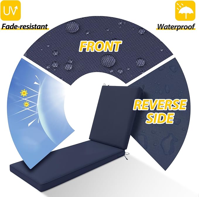 AAAAAcessories Outdoor Chaise Lounge Cushions, Waterproof, Fade-Resistant Patio - Image 3